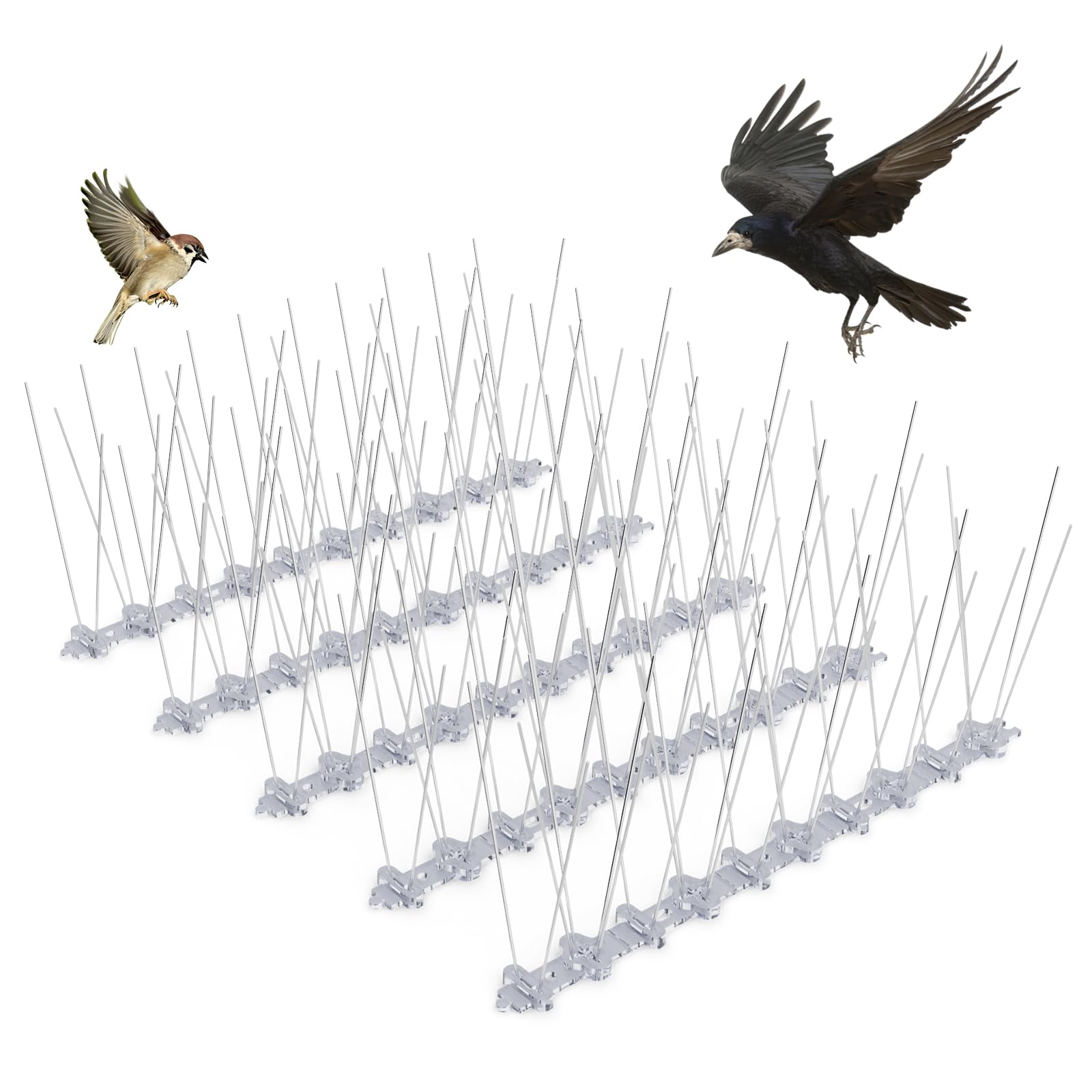 QianRuiDa Bird Spikes for Small Birds Pigeons Fence Spike Nest Prevention Bird Off Spike Repellent Disassembled Spikes Anti Bird Stainless Steel Spikes -5m