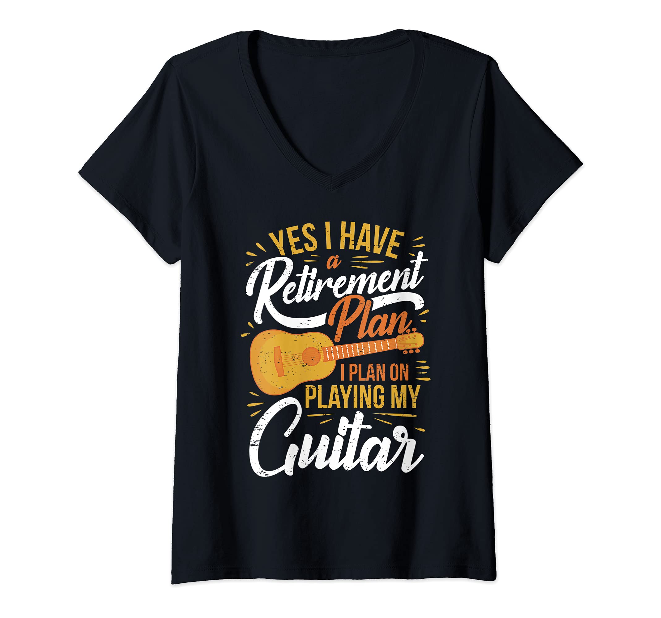 Womens Retired Guitar Player Retirement Guitarist Old-Age Pension V-Neck T-Shirt