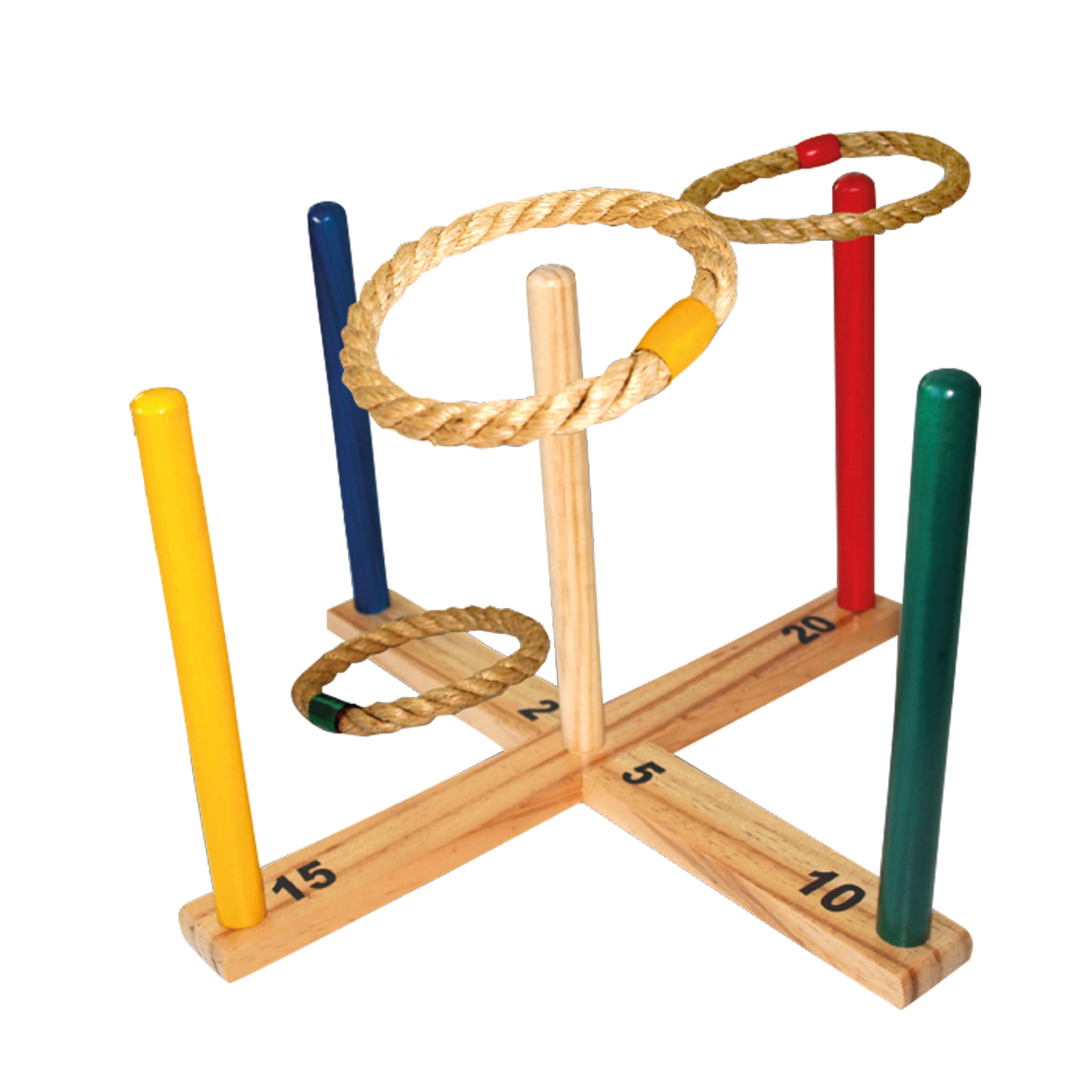Schildkröt Schildköt Funsports Ring Toss Set, in FSC Certified Wood, 1 Base and 5 Rings, 970113