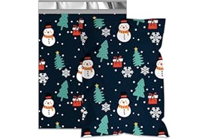 VAPULCIO Poly Mailers 6x9 Inch 100 Pack – Christmas Printed Shipping Bags, 2.4mil Thickness Waterproof and TearResistant Mailing Envelopes, Self-Sealing Mailers for Small Business Blue Snowmen Print