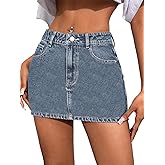 CaniBtr Jean Skorts for Woman Trendy High Waisted Stretchy Y2k Mini Skirt Denim Shorts Skort
