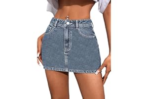 CaniBtr Jean Skorts for Woman Trendy High Waisted Stretchy Y2k Mini Skirt Denim Shorts Skort