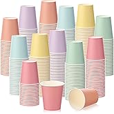 Mimorou 300 Pack 8 oz Disposable Paper Cups, 6 Colors Double PE Coated Coffee Cups for Beverage Hot Cold Drinks for Cafe Tea Drinking Party Picnic Office Home Water Juice(Macarons)