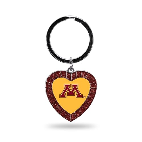 Rico Industries NCAA Minnesota Golden Gophers NCAA Rhinestone Heart Colored Keychain, Maroon, 3-inches in length