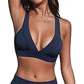 CUPSHE Women's Bikini Top Back Hook Wide Straps Bathing Suit