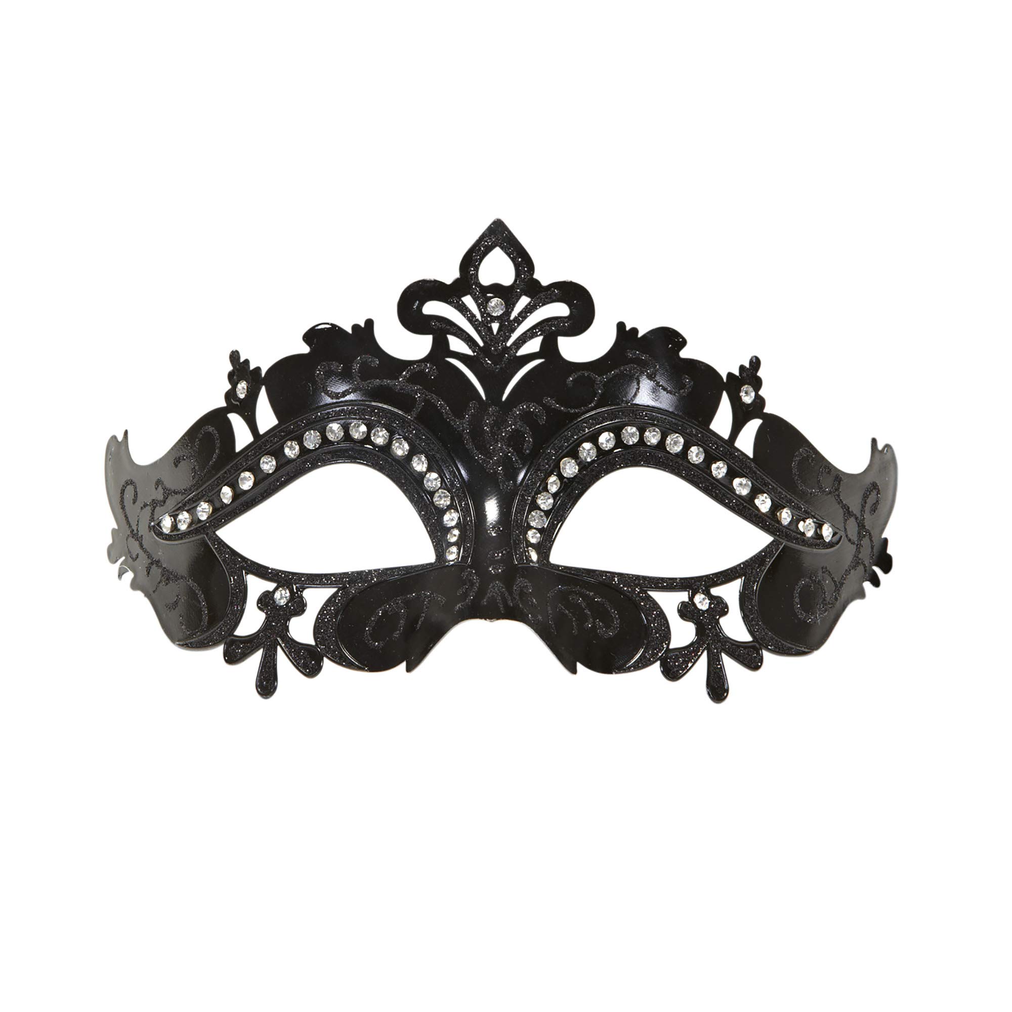WIDMANN 11621 - Venice Mask With Glitter And Rhinestones, Adult Woman, Venetian Carnival, Eighteenth, Nineteenth Century, Black Color