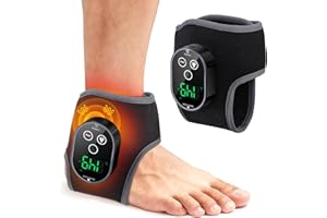 Heated Ankle Massager, Cordless Ankle Heating Pad with Vibration, 3000mAh Rechargeable Heated Ankle Brace with LCD Display, 3