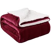 NANPIPER Sherpa Blanket Twin Thick Warm Blanket for Winter, Super Soft Fuzzy Flannel Fleece/Wool Like Reversible Velvet Plush (Wine Red, Twin Size 60"x80")