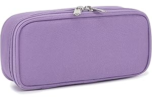 FlowFly Pencil Case for Girls Boys, Large Capacity Pencil Pouch for Kids, Portable Soft Pen Bag for Teens, Purple