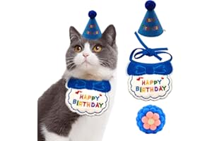 IDOLPET Dog Cat Birthday Party Supplies Outfit Bandana Bib Hat Cute Collar with Bow Tie for Cats Puppy Small Dogs and Rabbits