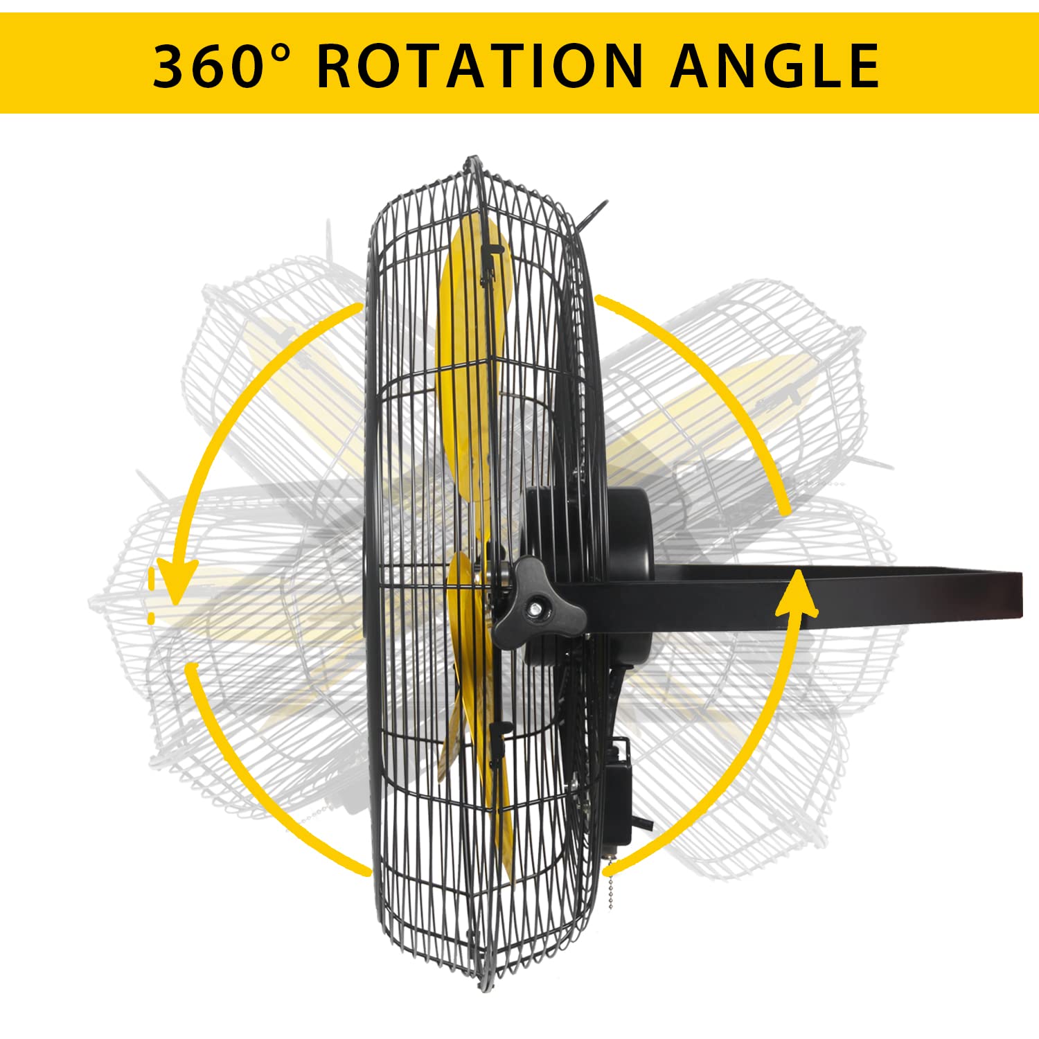 VENTISOL 4,000 CFM Wall Mounted Fan 18 Inch High Velocity Metal Fan Commercial Industrial Shop Wall Fan with 3 Speed,Wall-Mount Fan with Adjustable Tilt for Commercial,Residential
