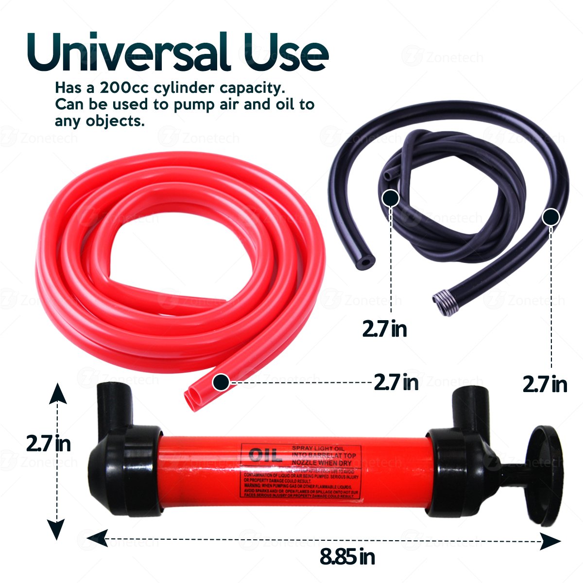Zone Tech Siphon Pump Kit Transfer Oil Fuel Kerosene Gas Fluid Syphon