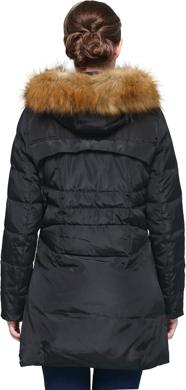 Orolay Women's Down Jacket with Faux Fur Trim Hood: Clothing