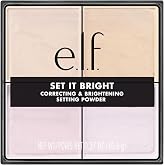 e.l.f. Set it Bright Powder Quad, Light-Medium | Brightening Loose Setting Powder, Bakes, Blurs &amp; Sets for Soft-Matte Radiance, Velvet Puff Included, Vegan &amp; Cruelty-Free