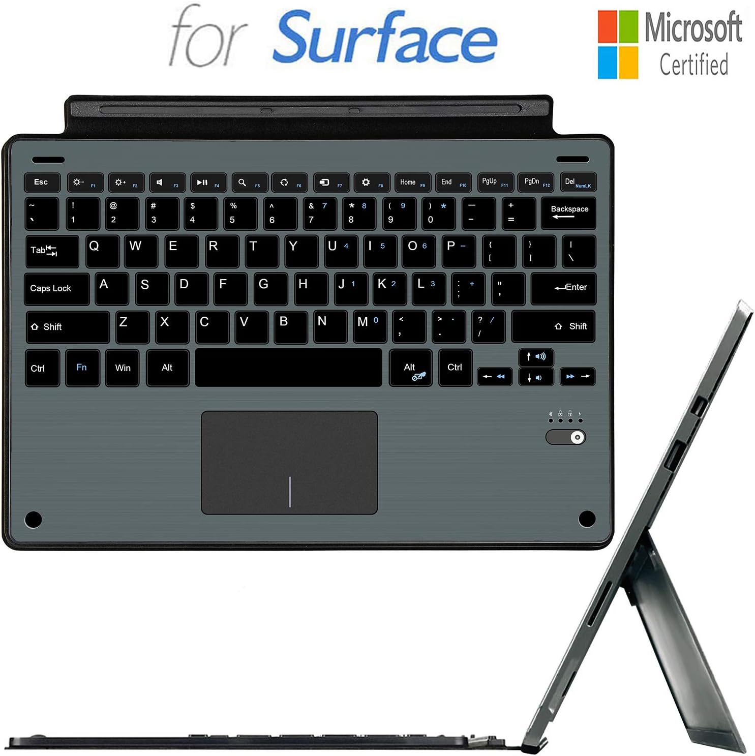 Surface Pro Keyboard,Bluetooth Keyboard for Microsoft Surface Pro 6 / Pro 5 / Pro 4 / Pro 3 / Surface Pro 2017 Type Cover,Ultra-Slim Wireless Keyboard with Trackpad, Built-in Rechargeable Battery