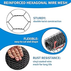 DOLEMODUO 60'' x 150' Black Chicken Wire Mesh