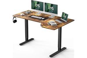 Marsail L Shaped Electric Standing Desk, 55x34 Inch Standing Desk Adjustable Height with Headphone Hook, Large Computer Desk Sit Stand Desk for Home Office Sturdy Writing Workstation