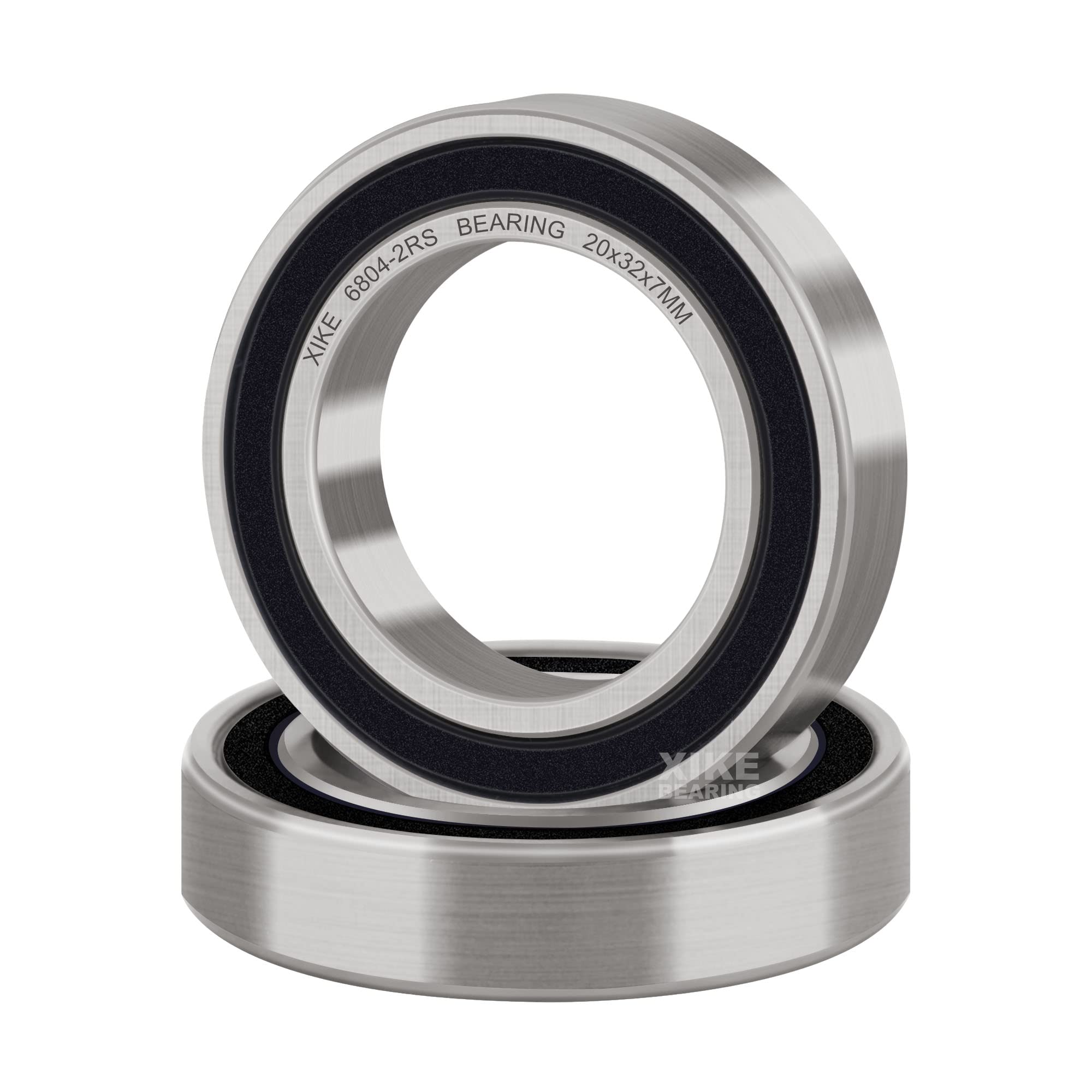 XIKE 2 pcs 6804-2RS Ball bearings 20x32x7mm Chrome Steel and Pre-Lubricated 6804RS Deep groove ball bearings with Double Rubber Seal.