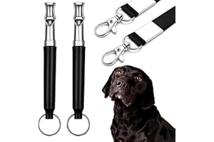 CdbC Dog Whistle - 2Pack Dog Whistle to Stop Barking Neighbor's Dog, Adjustable Ultrasonic Silent Dog Whistle,Helpful for Training Recall (Black with Lanyard)