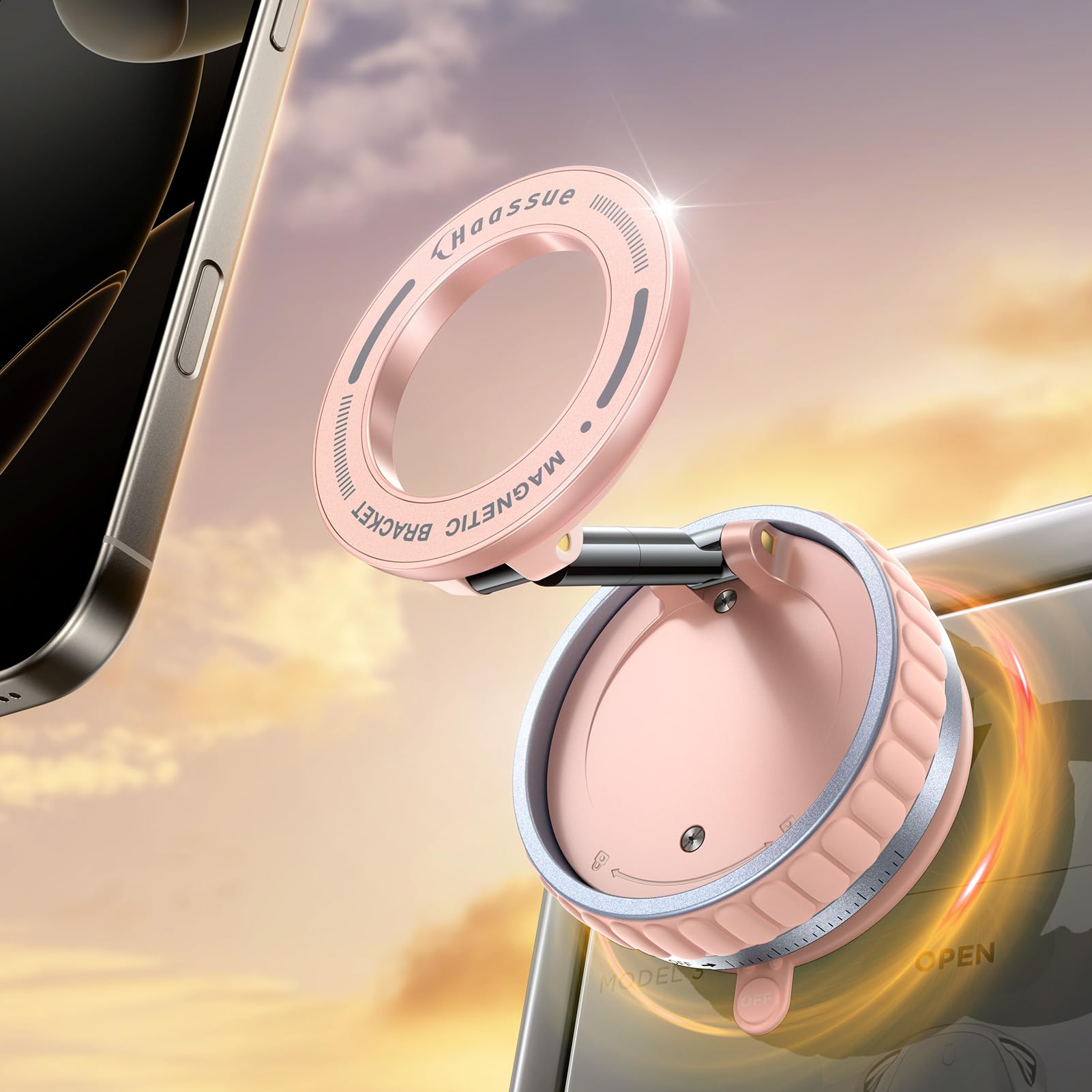2026 Upgraded Vacuum Suction Cup Phone Mount for Magsafe [109+LBS Strongest Suction], 360° Adjustable Foldable Vacuum Magnetic Phone Holder for Car [24 N55 Stronger Magnets], for iPhone 17/16/15/14/13