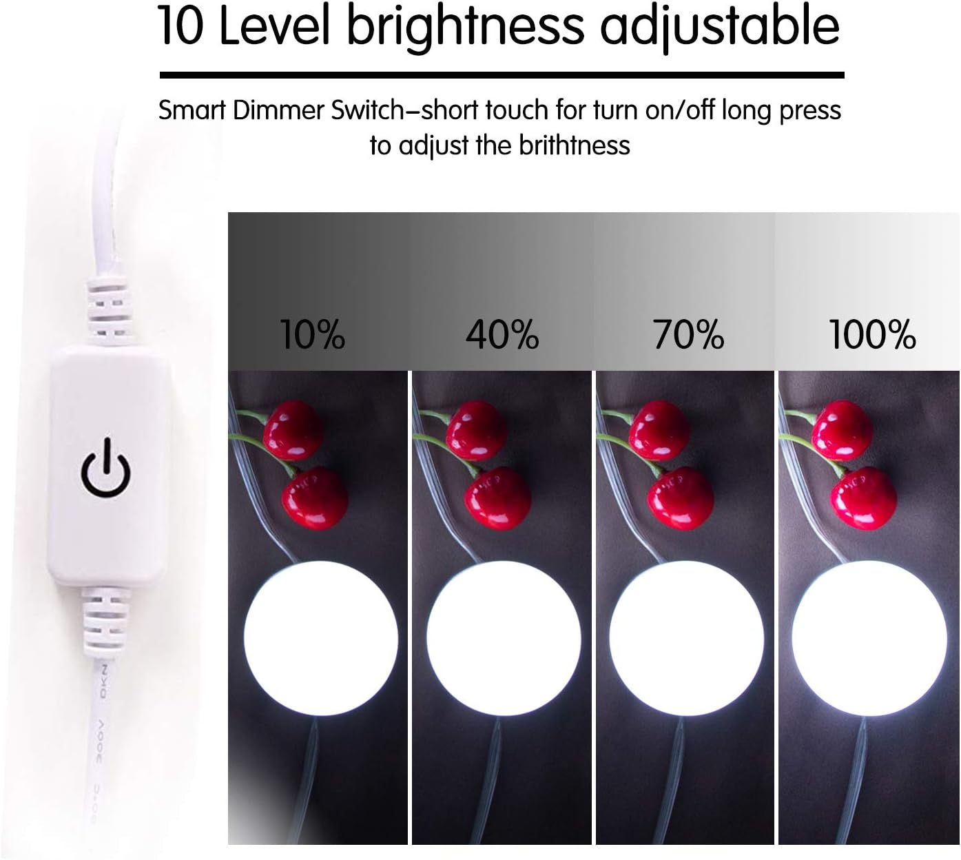 Hollywood LED Vanity Lights Strip Kit, with 14 Dimmable Light Bulbs for Full Body Length Mirror & Bathroom Wall Mirror, Plug in Mirror Lights with Power Supply, White (No Mirror Included): Home Improvement