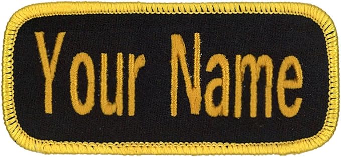 Amazon Com Name Patch Uniform Work Shirt Personalized Embroidered Black With Gold Border Hook Fastener Arts Crafts Sewing