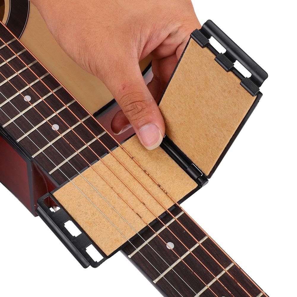 Guitar String Scrubber, Guitar Fingerboard String Cleaner Maintaining Tool for Electric Guitar (Black)