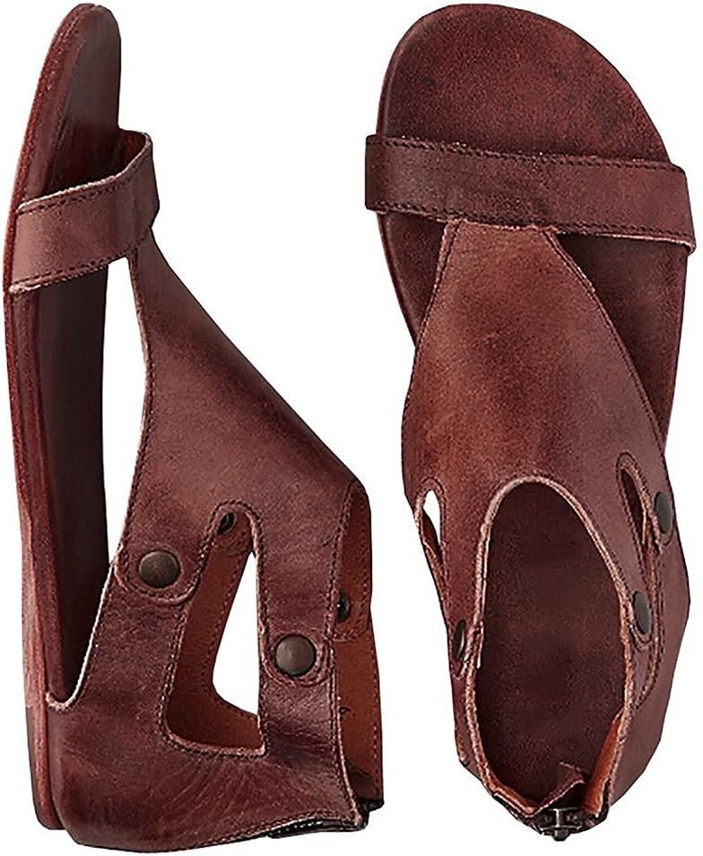 LAICIGO Womens Sandals Flat Ankle Buckle Gladiator Thong Flip Flop Casual Summer Shoes