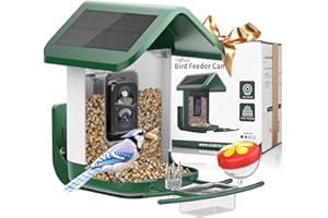 Viubird Bird Feeder with Camera: Solar Powered Smart Bird Camera Feeder 2K Live Feed for Backyard - AI Identify Auto Capture Bird Videos, 1.8L WiFi Bird Camera, Gifts for Birdlovers Mom Dad