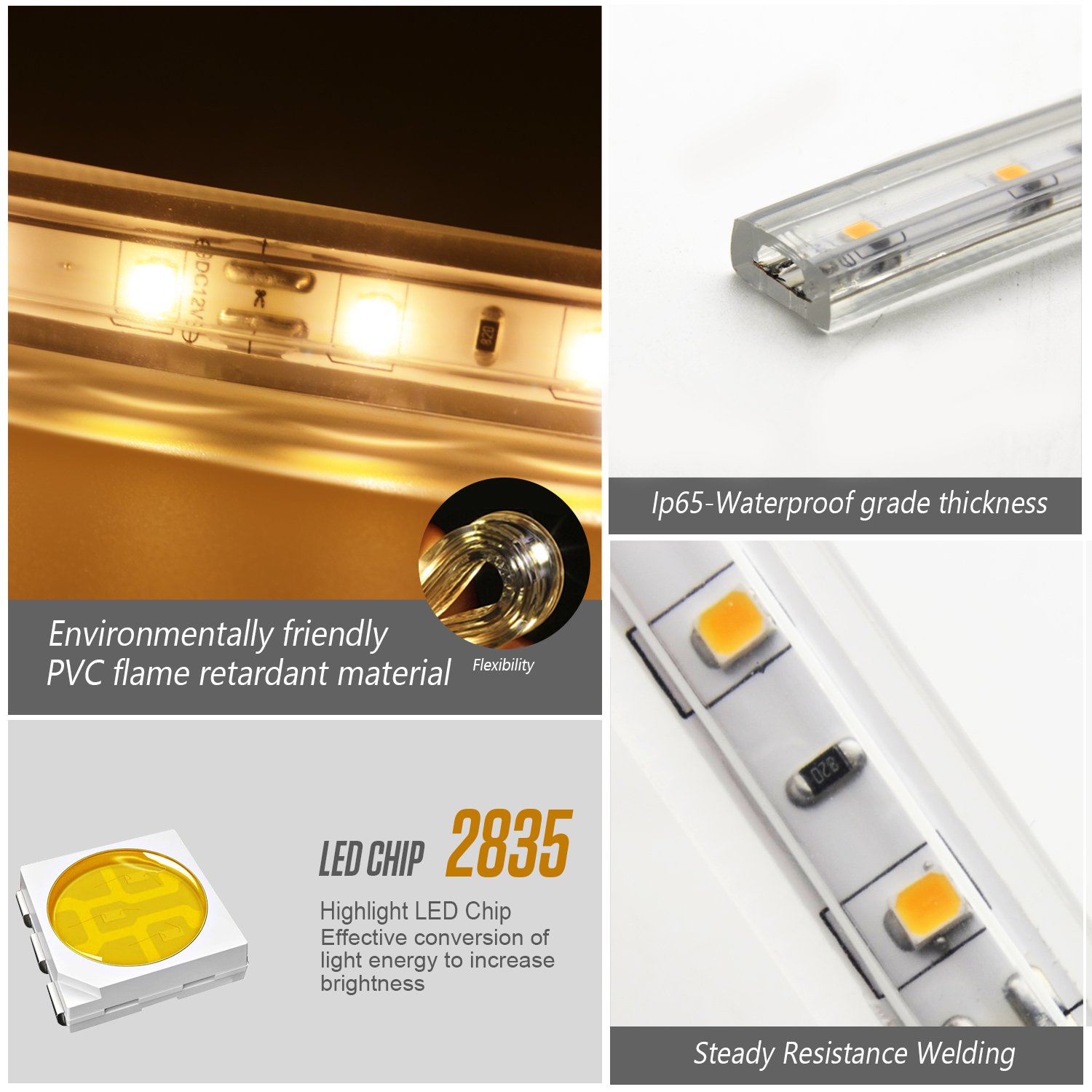 LUXJET® 12V LED Strip 300LED Waterproof LED Strip Light for Kitchen Room Wedding Party Decoration(3M)