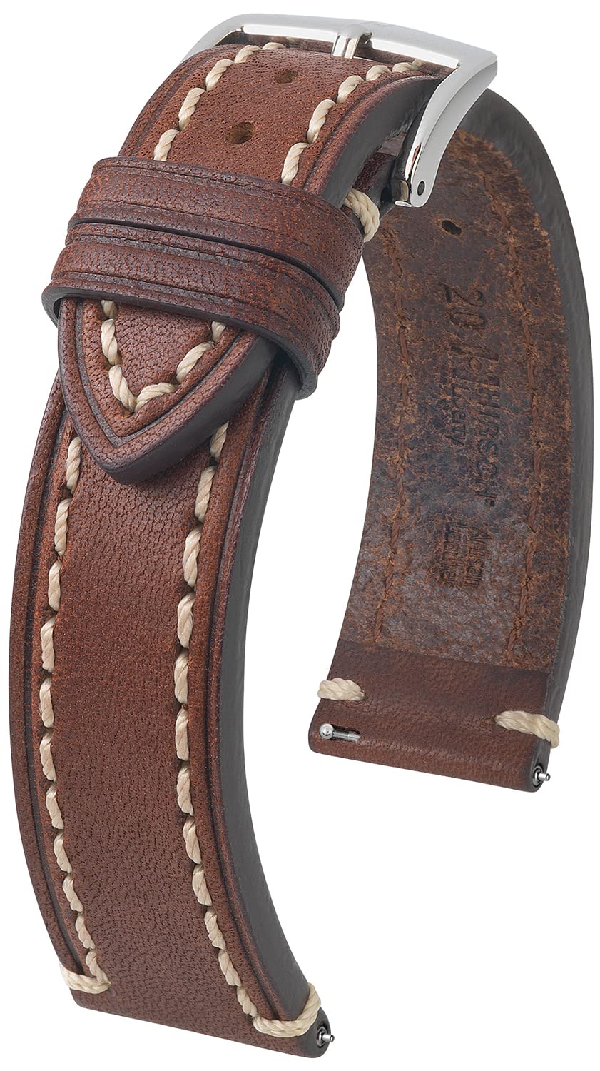 HIRSCH Watch bracelet Liberty - real beef-leather - classic/elegant - for ladies & gentlemen - brown - 20 mm