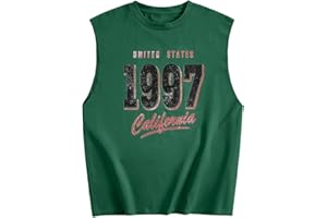 Men's Letter Graphic Tank Tops Sleeveless Crew Neck Casual Summer Shirts Top