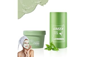 LJYBoBin Green Tea Clay Face Mask + Green Tea Mask Stick Set,Moisturizing Oil Control Green Tea Mask for All Skin Types,Deep 
