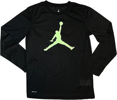 Amazon.com: Nike Air Jordan Dri Fit Athletic Long Sleeve T-Shirt (Black/Green, Large): Clothing