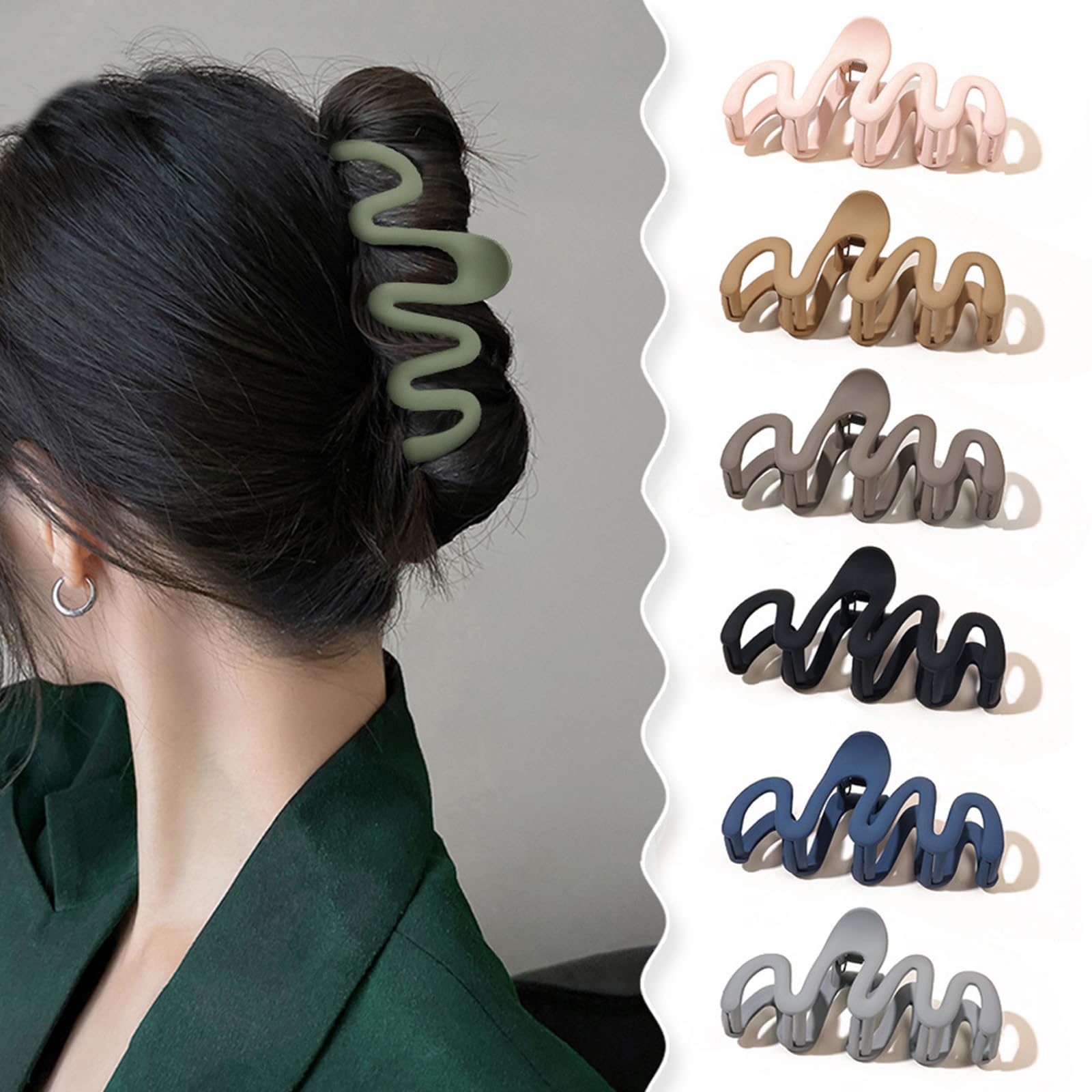 Hair Claw Clips Black Hair Clips Large Acrylic Non slip Hair Claw Clip French Matte Hair Clips Hair Accessories for Girls and Women (HairclawW)