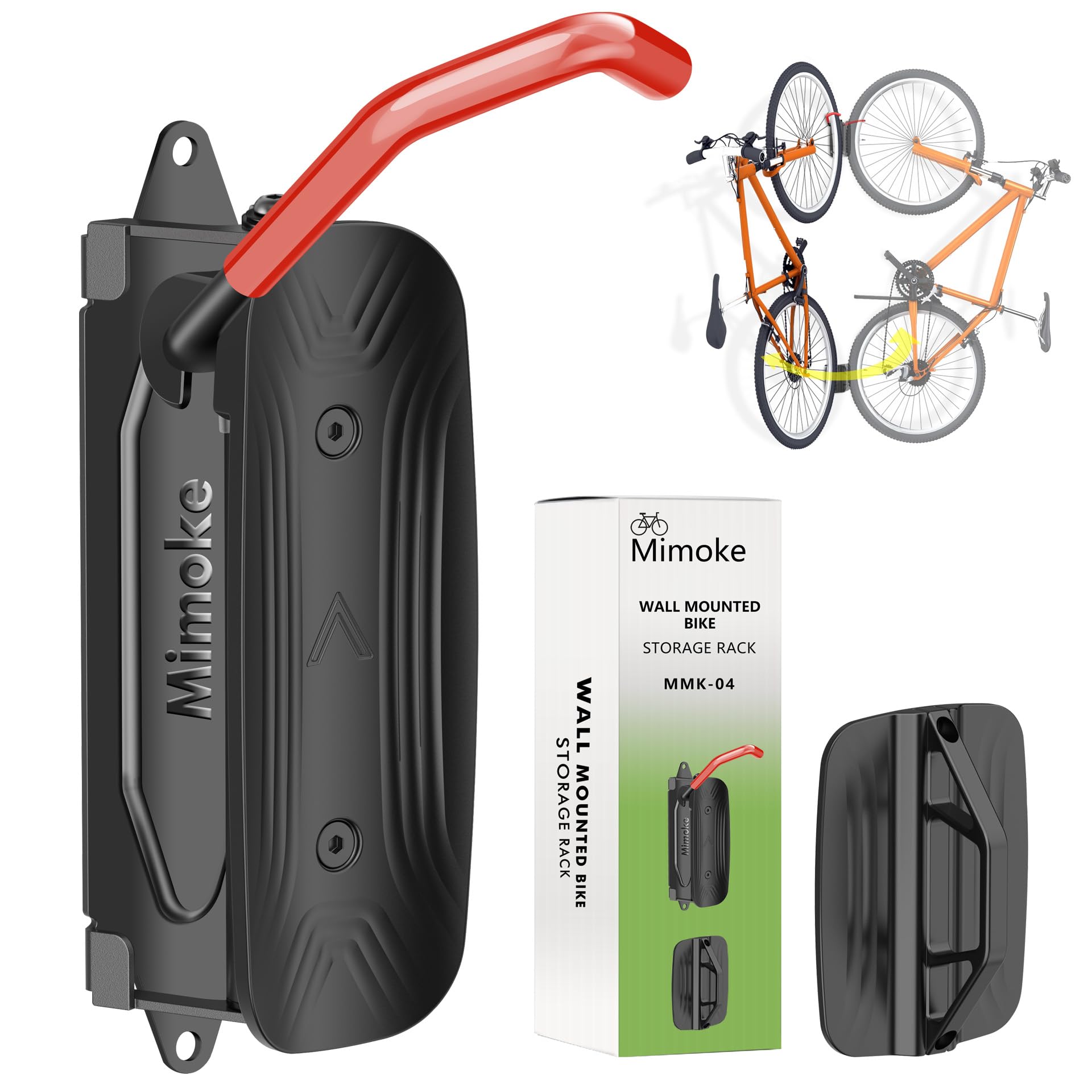 Mimoke Swivel Bicycle Wall Mount - Bicycle Hanger - Vertical Bike Rack- Bicycle Storage for the Garage - MTB & Road Bike (Red Hook, 1 Piese)