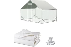 AHPUHTAN Chicken Coop Cover Waterproof and UV, 11.3 * 6.3 FT Chicken Run Cover for Winter with Ball Bungees Cords, Shade Cloth for Large Chicken Coop, Walk-in Chicken Run Pen, Chicken Coop Tarp (1 Pack)