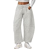 Bellcoco Barrel Sweatpants Women Casual Baggy Elastic Waisted Pants Wide Leg Gym Trousers with Pockets