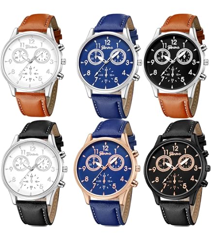 10 Pcs Unisex Quartz Watch Set Roman Numerals PU Leather Wrist Watches Womens Ladies Small PU Leather Strap Roman Numerals Oval  main image 3