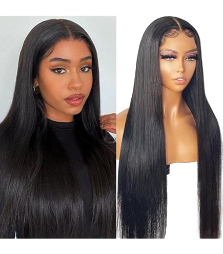 MSGEM 220% Density 13x6 Lace Front Wigs Human Hair 18 Inch Brazilian Straight Deep Part Human Hair HD Transparent Lace Frontal Wigs Pre Plucked With Baby Hair Black Women