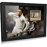 ORIMAMI Signed Raul Soccer Wooden Framed Photo Poster,with 2008 Season Film Display,Cool Collectible Gifts for Real Madrid Fans - 8x6 Inches