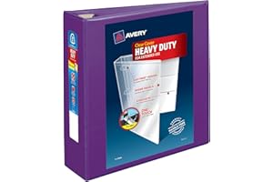 Avery 3" Heavy Duty View Binder, One Touch Locking D Rings, 3 Ring Binder, Purple (79810)