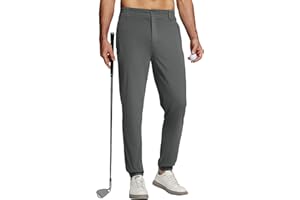 ISEEGZ Men's Golf Joggers Pants with 4 Zipper Pockets Slim Fit Stretch Travel Dress Work Casual Tapered Pants for Men
