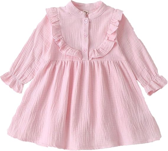 Amazon Co Jp ワンピースベビー服 ワンピース 長袖 女の子 ドレス 赤ちゃん ジャンパースカート キッズ ガールズ 無地 フリル 春 秋 冬 子供服 チュニック 前ボタン プレゼント 贈り物 バースデー プリンセスドレス ベビーワンピース チュチュドレス ピンク 1 服