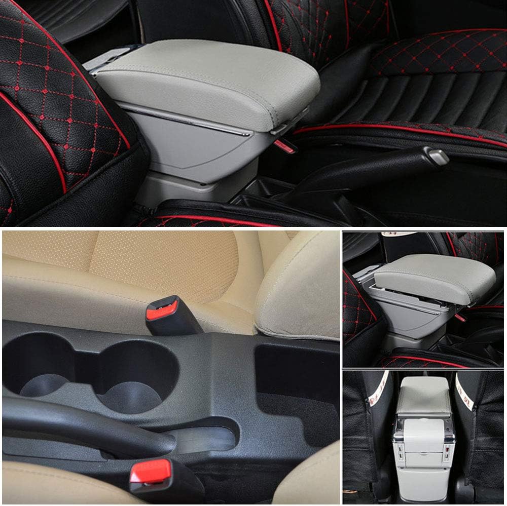 autotoper Armrest Box For KIA Cerato/Forte/k3 2009-2016 Auto Seat Central Armrest Interior Car Styling Multifunction Storage Box With 7USB port with LED light Arm Rest Box Grey