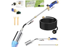 EASITALY Propane Torch Weed Burner, Long/Short Mode, Heavy Duty Blow Torch Flamethrower with 12.5FT Hose for Flame Weeding, Roofing, BBQ, Melting Ice