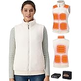Topdot Fuzzy Fleece Heated Vest for Women with 16000mAh 7.4V Battery, Ergonomic 10 Heating Zones Women's Heated Vest