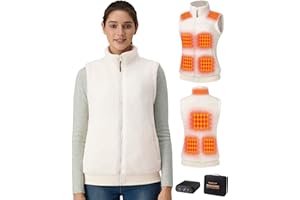 Topdot Fuzzy Fleece Heated Vest for Women with 16000mAh 7.4V Battery, Ergonomic 10 Heating Zones Women's Heated Vest