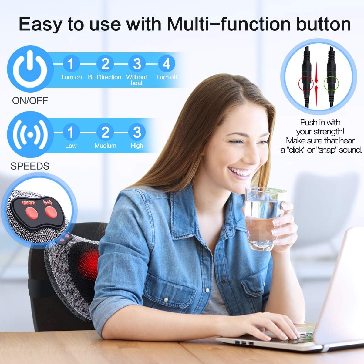 Papillon Back Massager with Heat,Shiatsu Back and Neck Massager with Deep Tissue Kneading,Electric Back Massage Pillow for Back,Neck,Shoulders,Legs, Foot,Body Muscle Pain Relief,Use at Home,Car,Office: Health & Personal Care