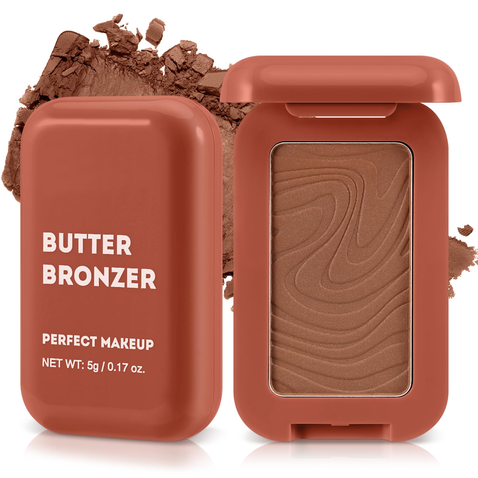 Boobeen Soft Matte Bronzer, Contour Palette Powder for Face, Bronzing Powder Natural Blush Powder for Contouring, Long-lasting Buildable, Bronzed Shimmer